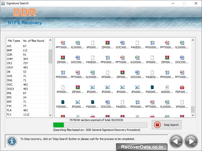 NTFS Files Restore Tool screen shot
