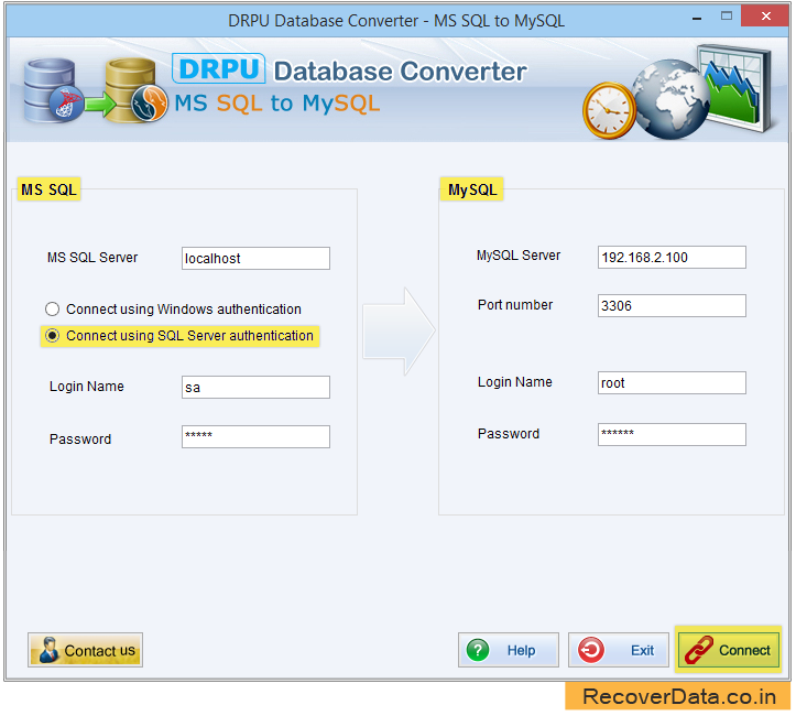 MSSQL to MySQL database converter Screenshots