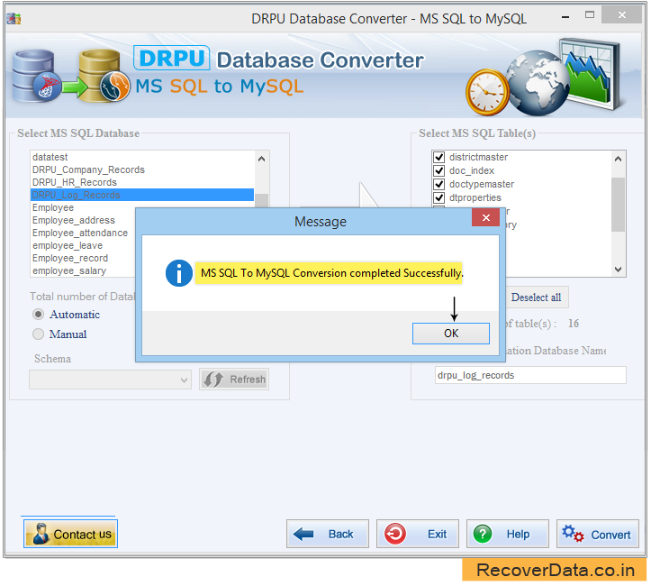 MS SQL to MySQL Db Converter Tool