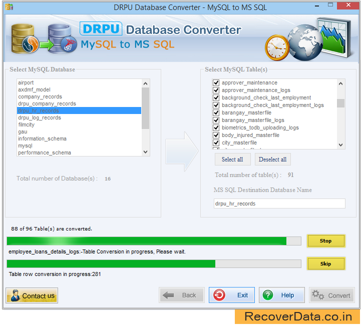 Database Conversion process