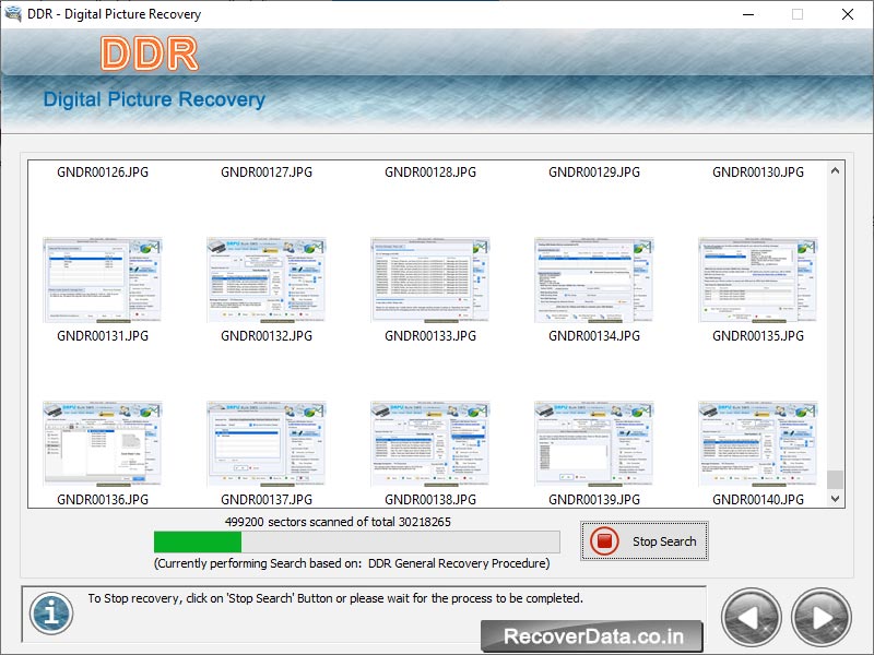 Screenshot of Disk Pictures Recovery