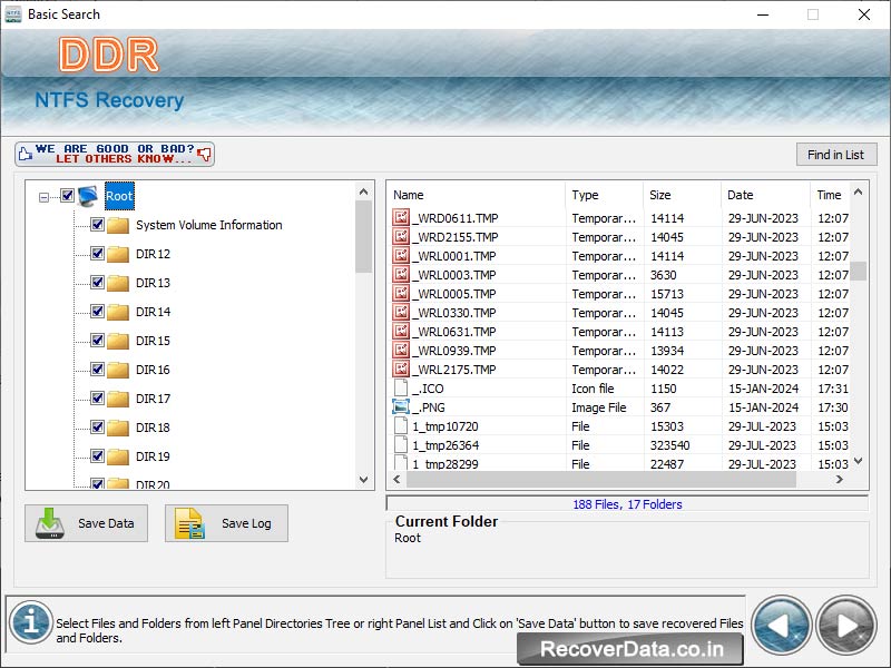 Screenshot of Windows Deleted Data Recovery
