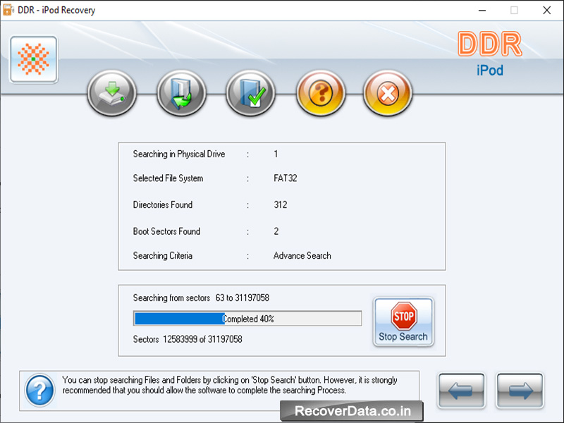 Screenshot of iPod Data Recovery Software