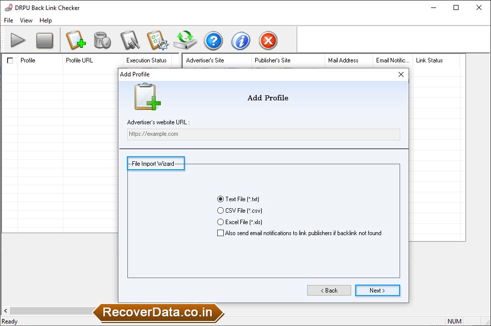 Choose Text File BackLink Checker Utility Screenshots