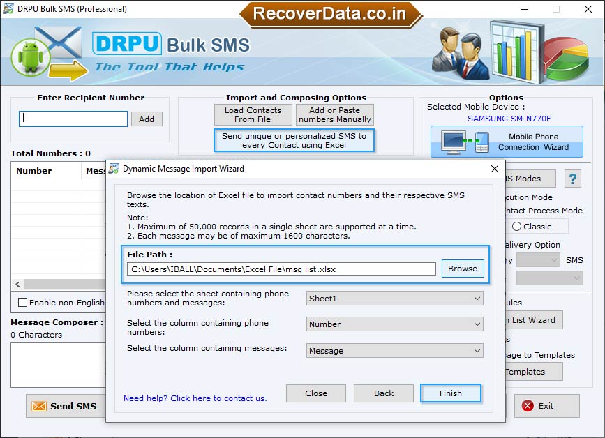 Browse the path of Excel Browse the path of Excel