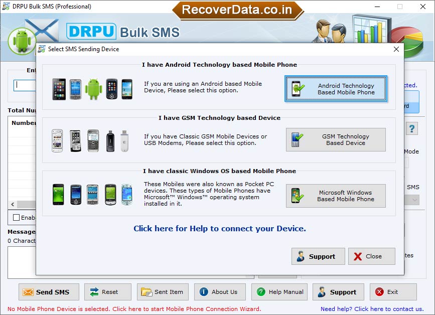 Select your mobile device type Select your mobile device type