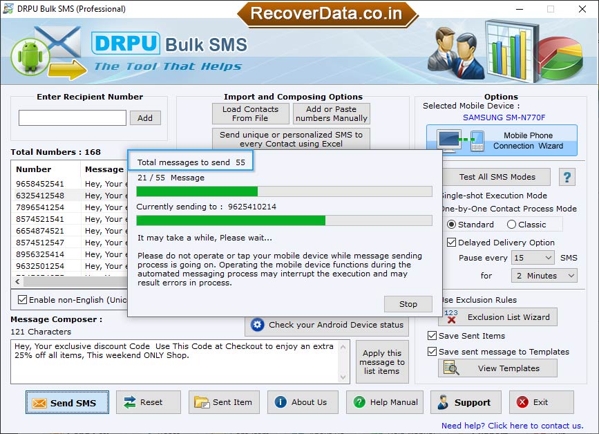 SMS Sending Process SMS Sending Process