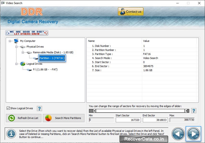 Select Partition Drive