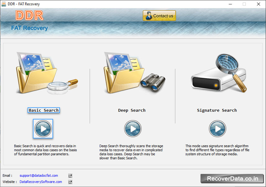 FAT Data Recovery Select Search Mode