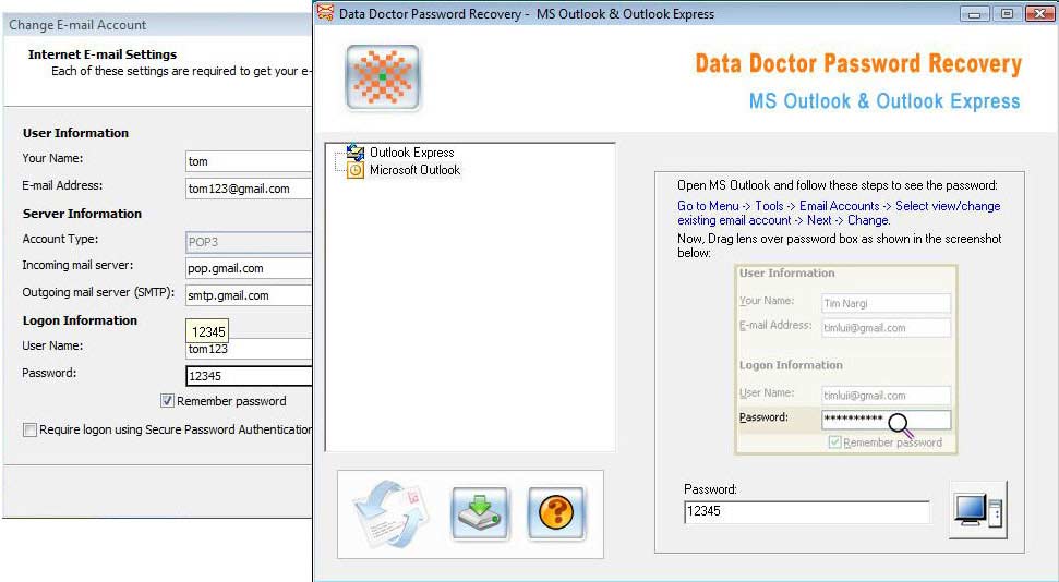 Outlook and Outlook Express Password Recovery Software