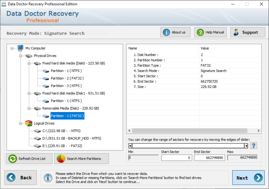 Select Partition Drive