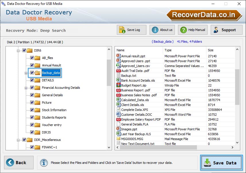 Save Recovered Data Save Recovered Data Files and Folders